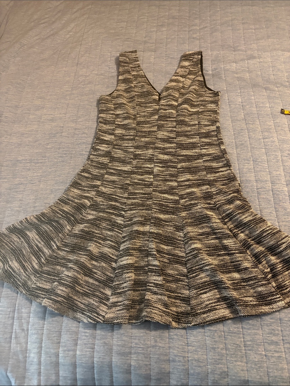 Banana Republic Black and White Textured Flare Dress